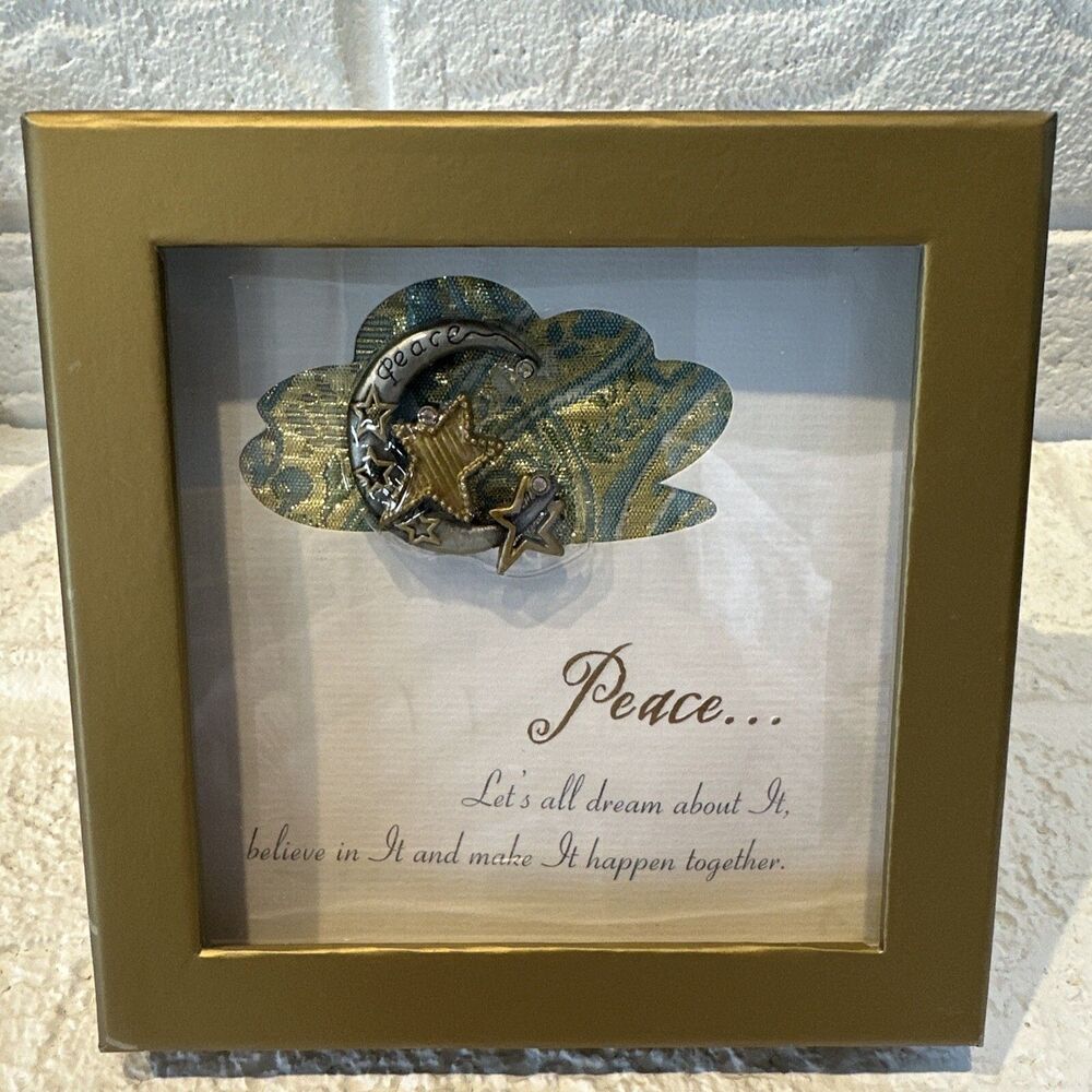 Peace Moon & Stars Brooch & Card Patricia Dash 2007 Pewter And Gold Colors New